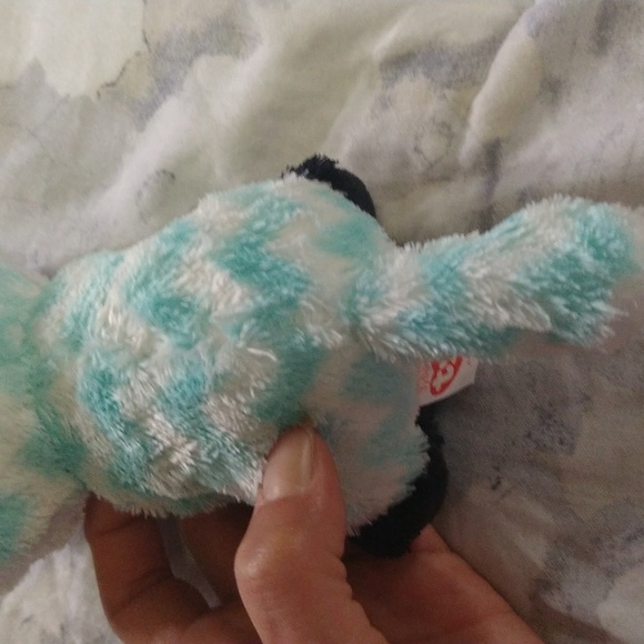 Ty Beanie Boos ATLAS the Aqua Chevron Fox Stuffed Animal - Picture 14 of 16